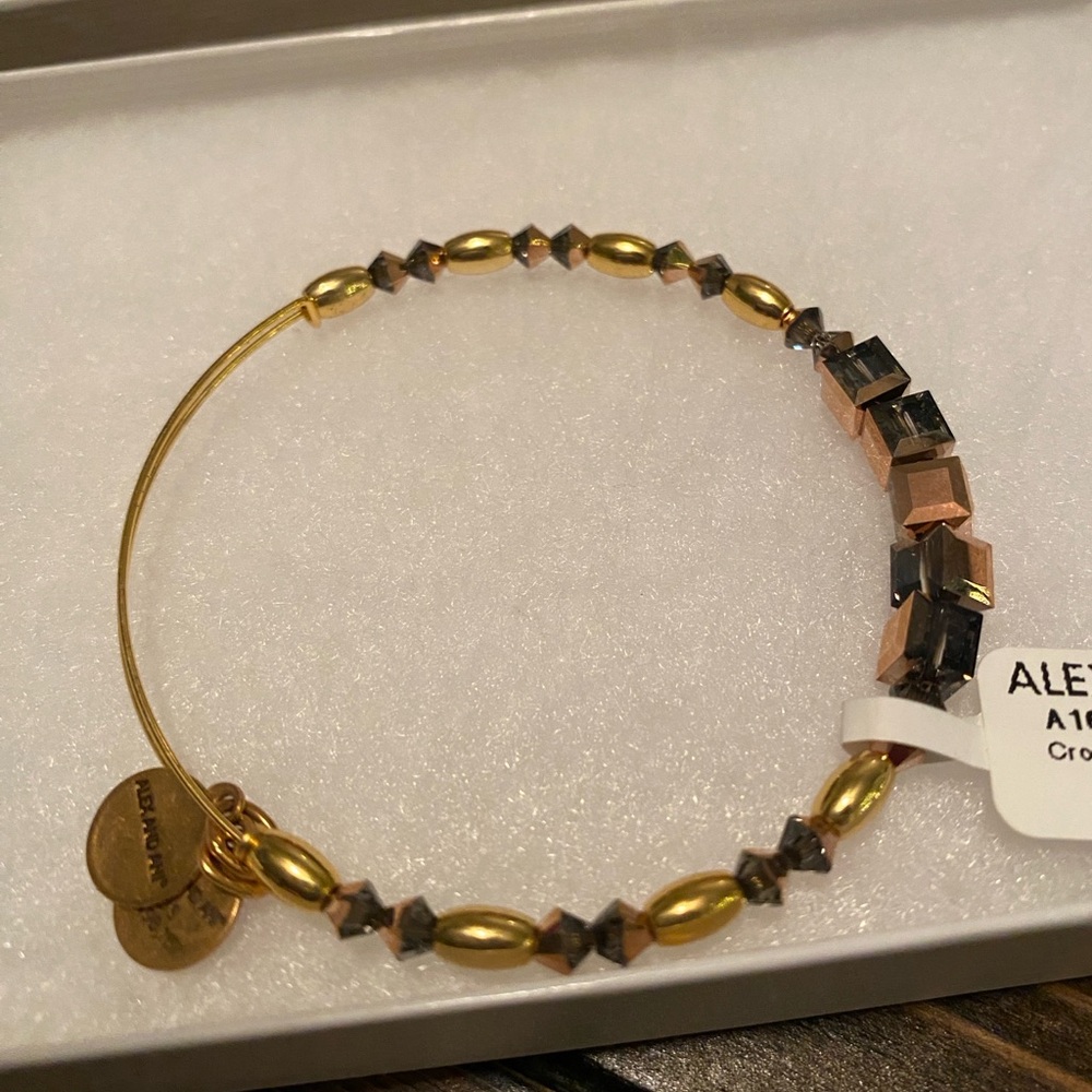 Alex and Ani Gold and Black Beaded Bangle